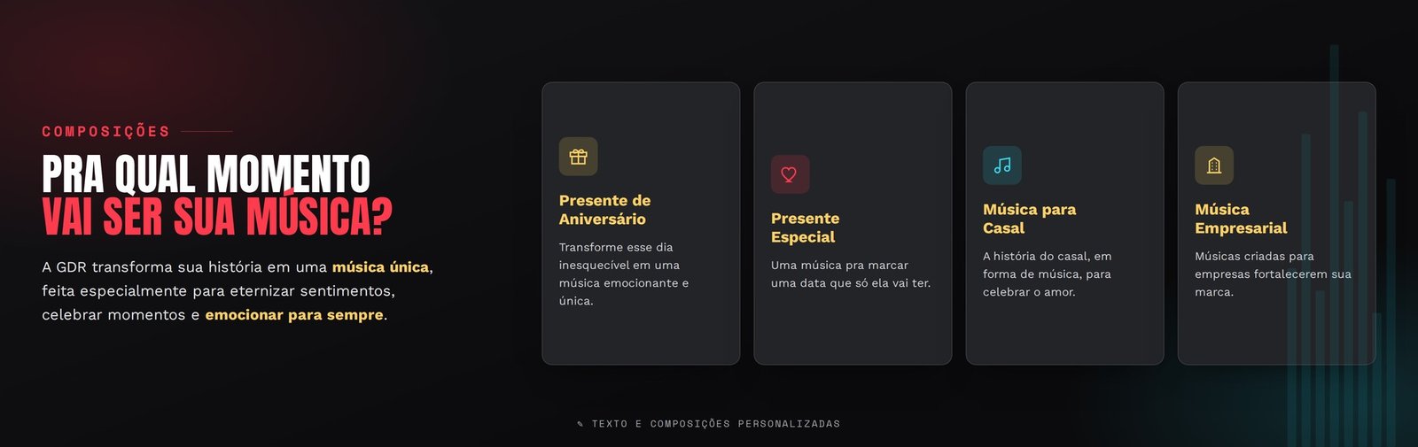 Pra qual momento vai ser sua música? Composição Personalizada, Compositor de Músicas, Lembrança Eterna